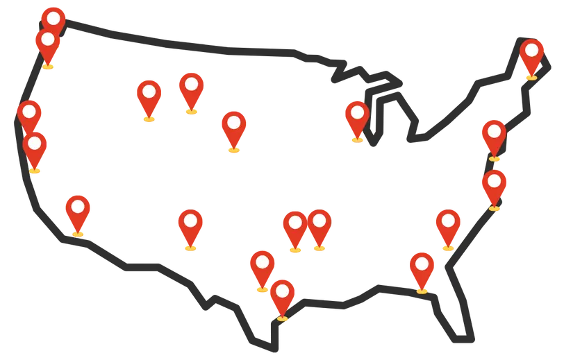 Usa Map With Location Pins For Trades
